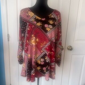 Womens Westport 1X 3/4 Sleeve Tunic Blouse